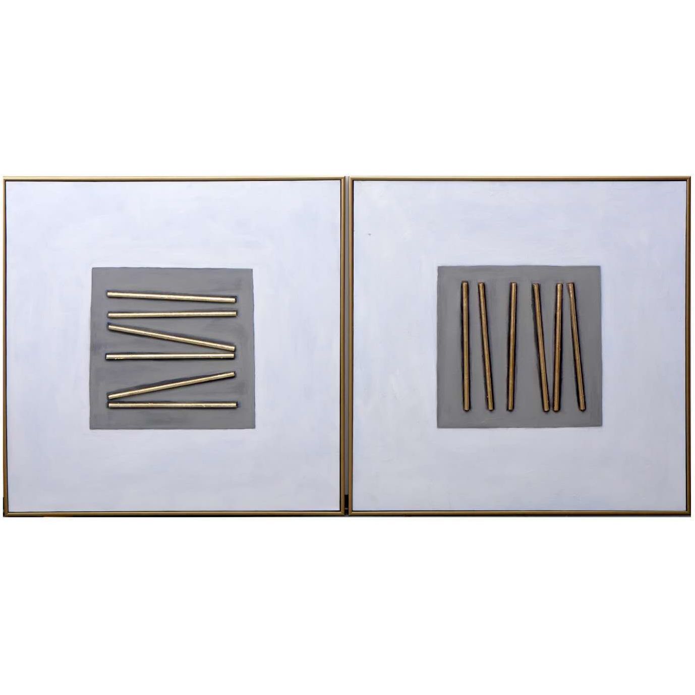 Pick Up Sticks 48 X 48 inch Hand Painted Art, Set Of 2